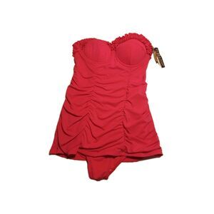 Jantzen Vamp Swim Dress Size 4 Swimwear Strapless Pink Solid One Piece Padded